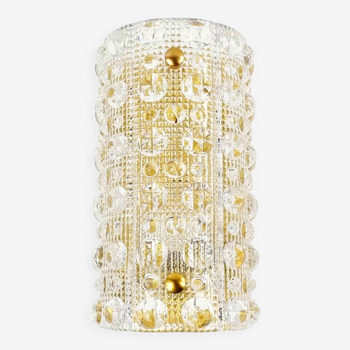 Scandinavian Glass & Brass Wall Light by Carl Fagerlund for Orrefors & Lyfa, 1960s