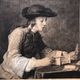Engraving 1924 le chateau de cartes after chardin, signed berengier pencil, litho etching burin