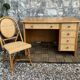 Vintage rattan and woven wicker desk 1970