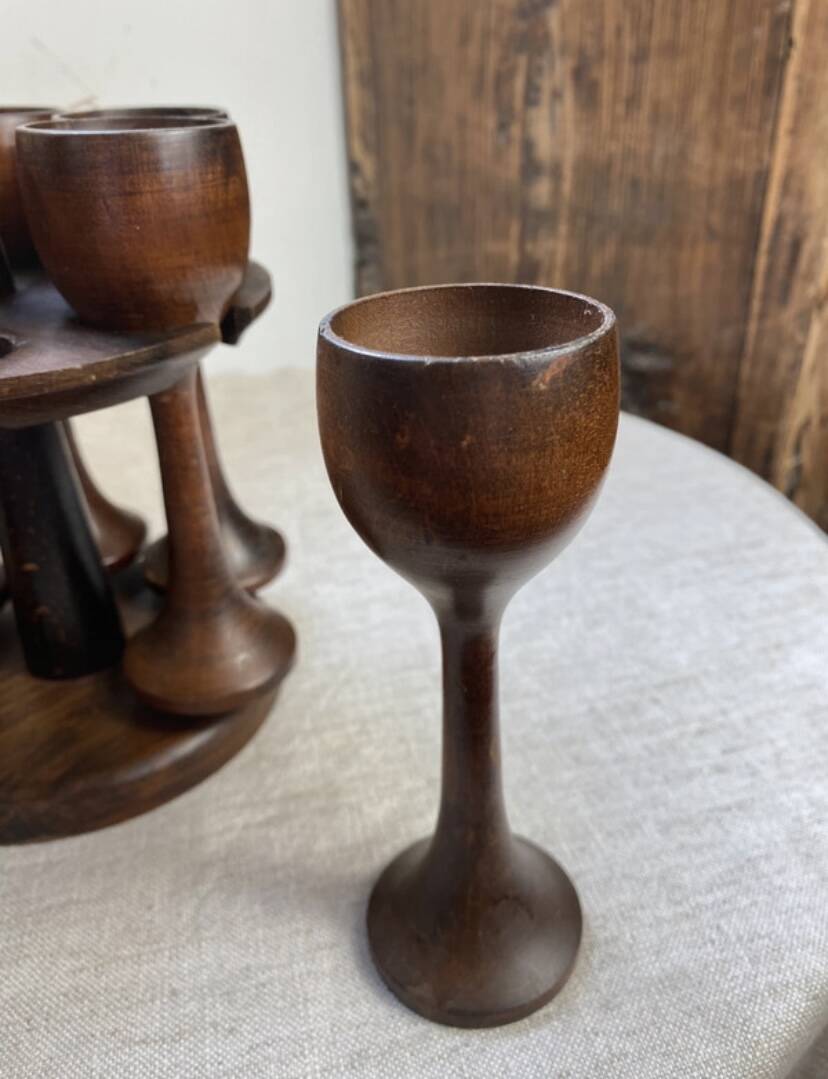 Wooden egg cups with stand