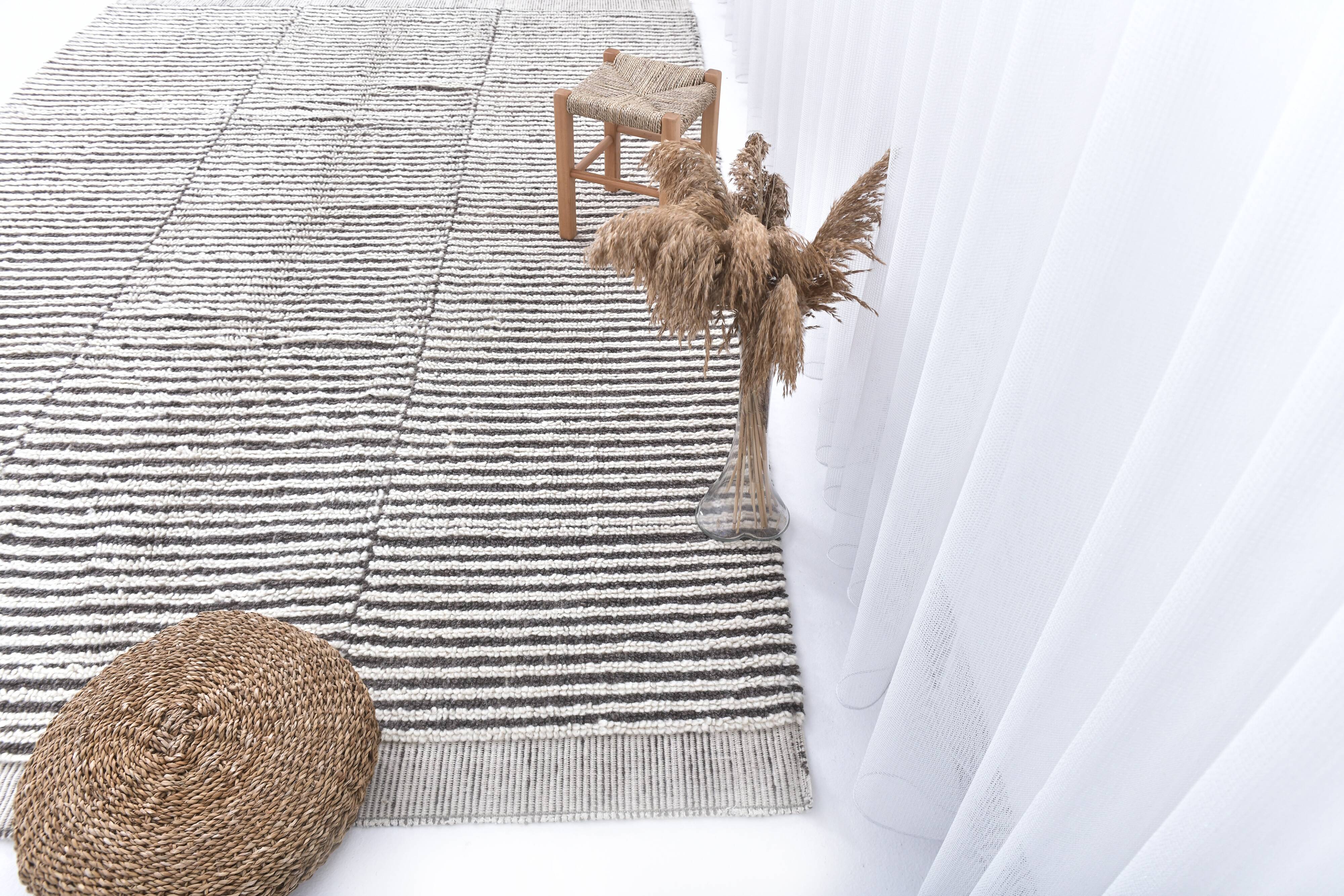4x10 Brown & White Striped Vintage Runner Rug, 131x303Cm