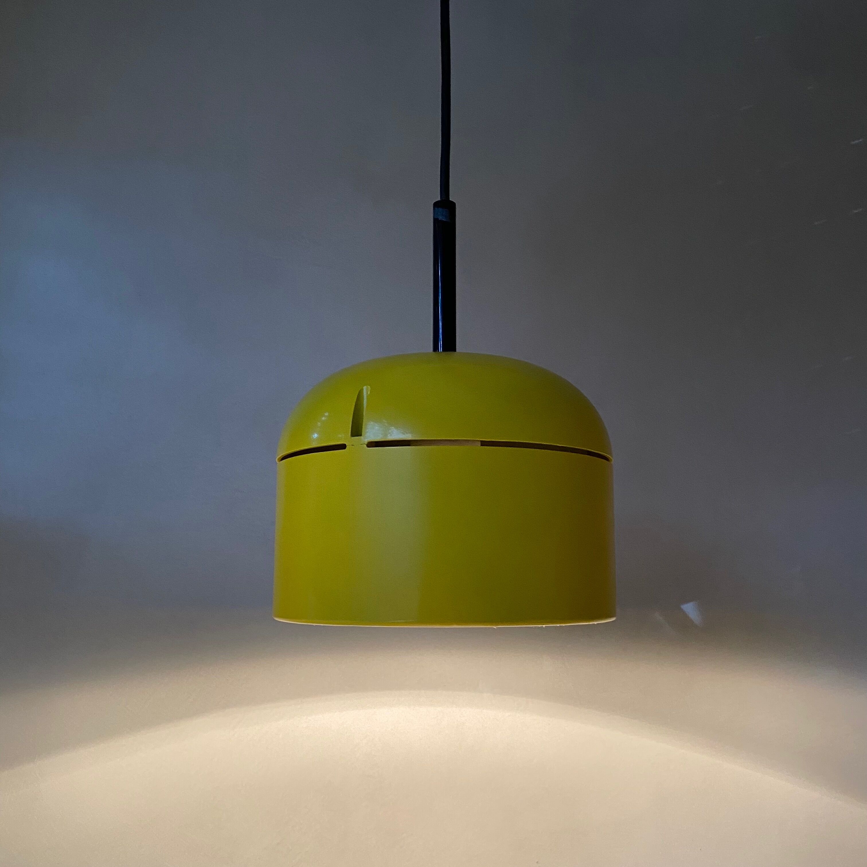 Yellow hanging lamp by Arnold Berges for Staff Leuchten, 70's interior