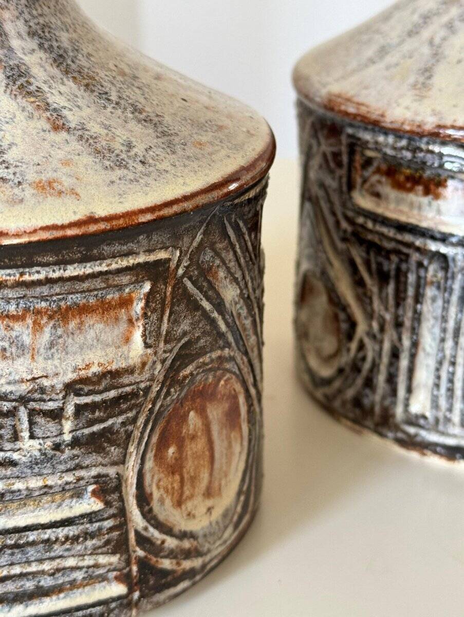 Vintage stoneware table lamps by Jette Hellerøe for Axella, 1960s, set of 2