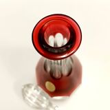 Bohemian Transparent and Red Crystal Decanter Bottle by Dresden Crystal, Germany