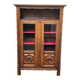 19th-century solid wood Spanish display cabinet 123x180cm