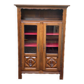 19th-century solid wood Spanish display cabinet 123x180cm