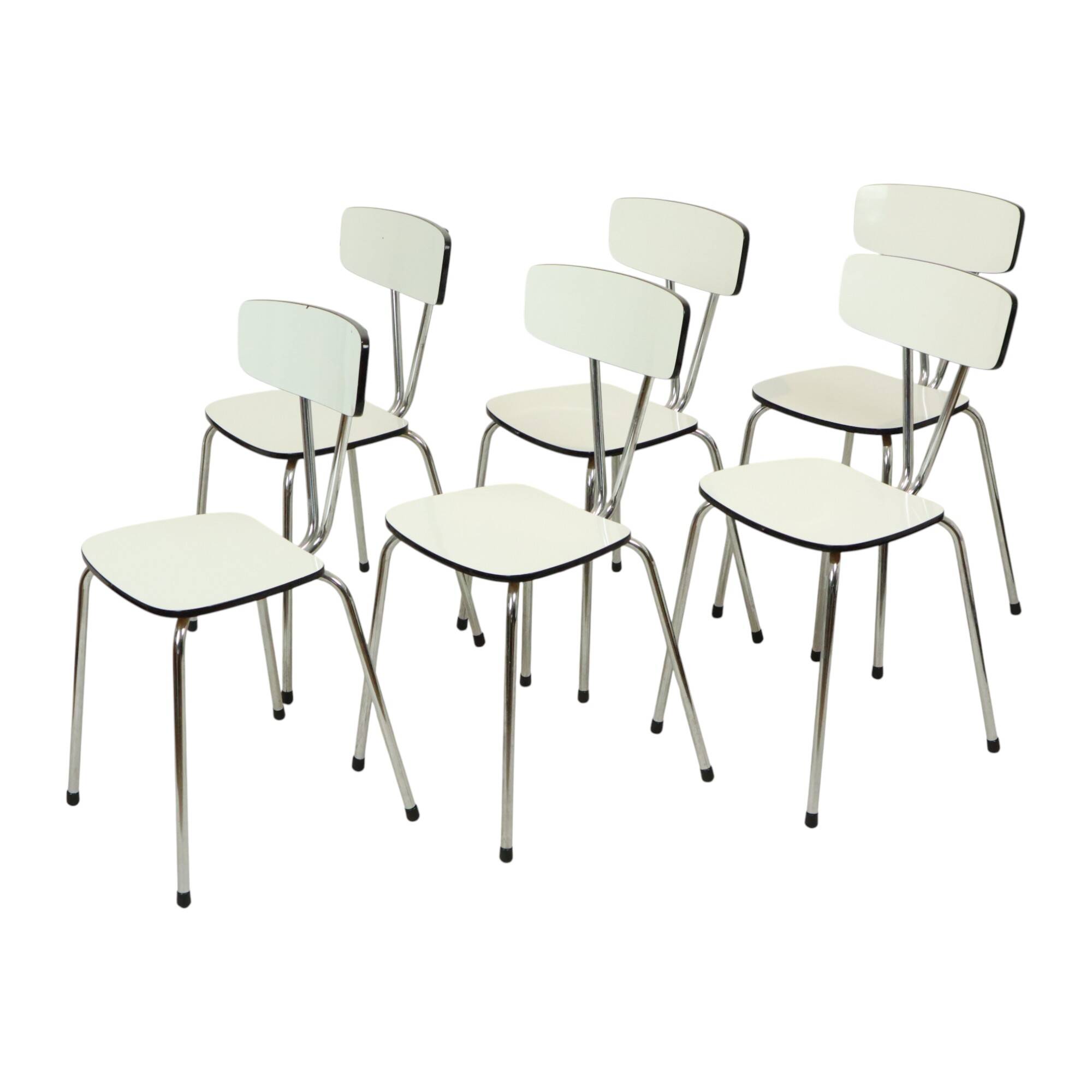 Set of 6 Gray Formica Chairs Chrome Dining Room Chairs Sixties