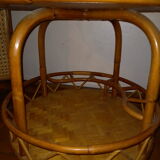 Rattan and ceramic coffee table signed chassin