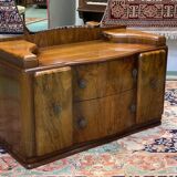 English Art Deco hairdresser in walnut magnifying glass