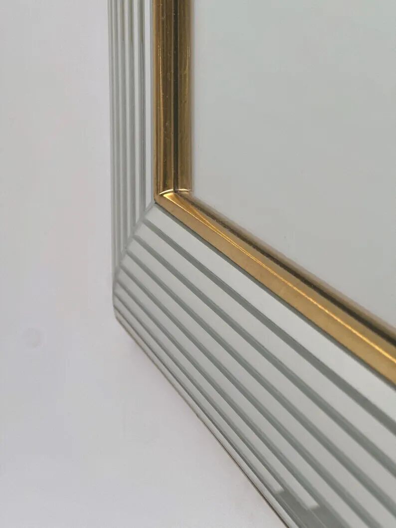 Vintage Disco Mirror Deknudt – Multi-Level Beveled Mirror Frame from the 1970s