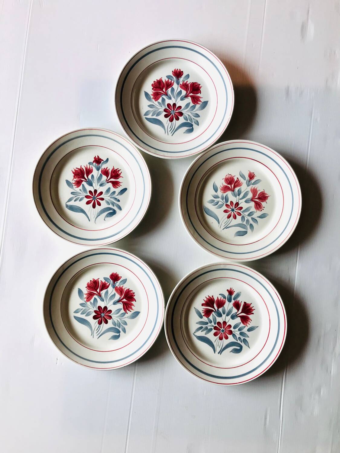 5 assiettes plates anciennes Luneville Herblay