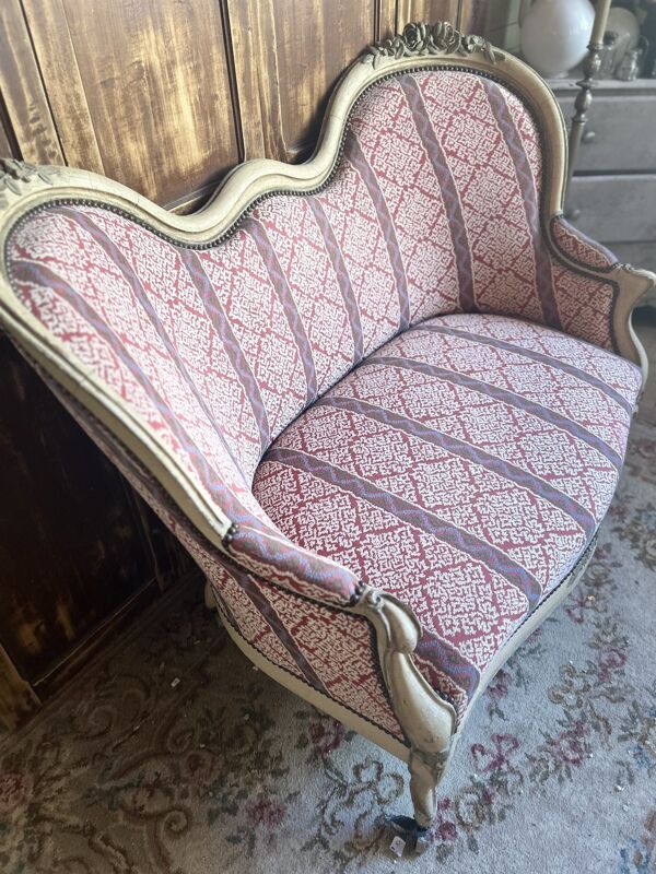 Banquette ancienne de style Louis XV – Époque Napoléon III – 110 cm