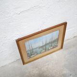 Old watercolor painting on paper signed F. Reys