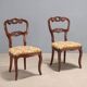 Antique Louis-Philippe chairs in walnut and fabric, 19th century