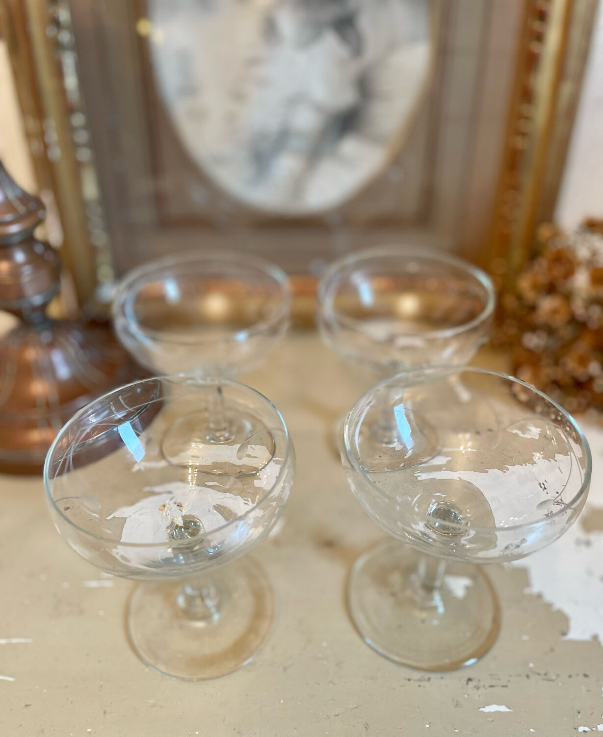 Old champagne glasses