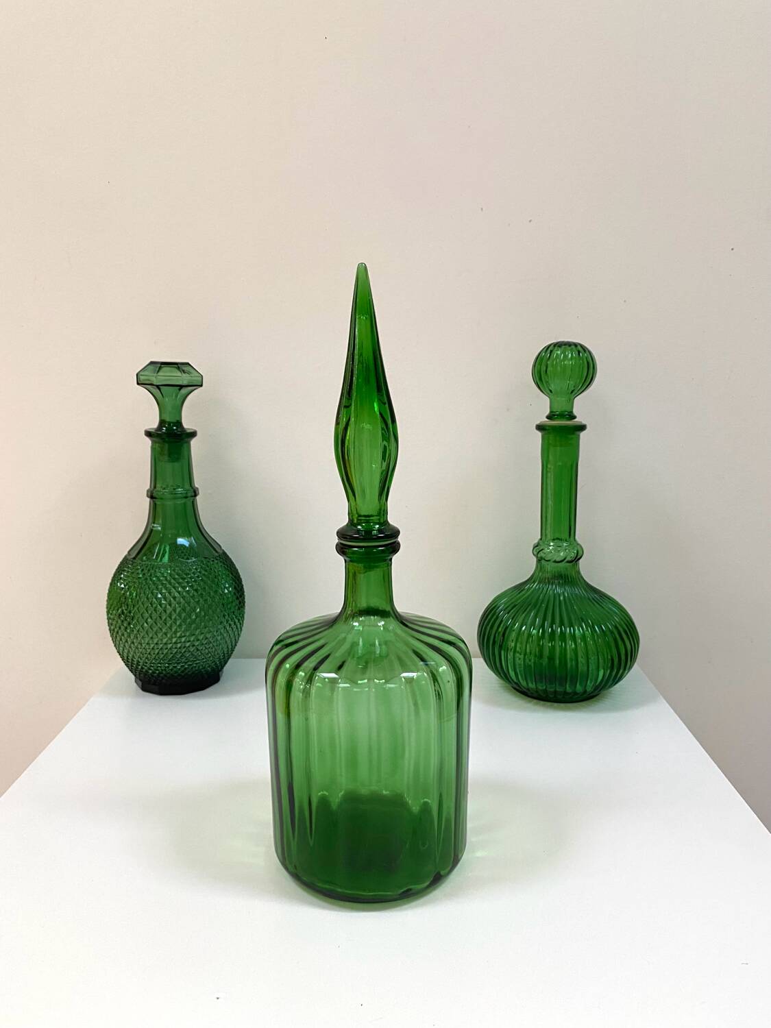 Carafe en verre italien Empoli, années 60