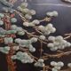 Paravent chinois bois laqué et marqueterie de pierre