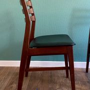 Pair of beech chairs with black skai trim Faldsled, Denmark 1970