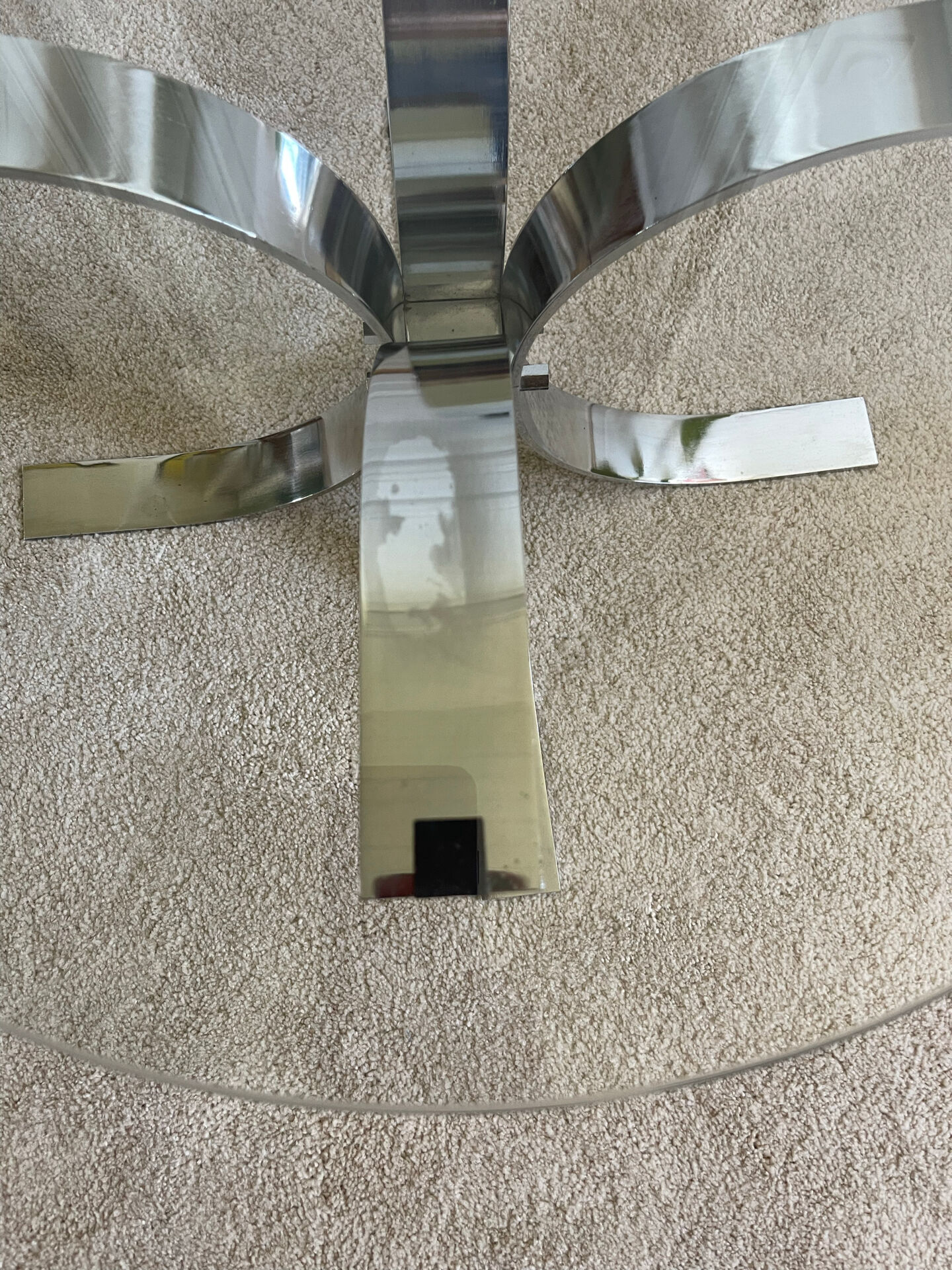 Table basse vintage en verre et chrome
