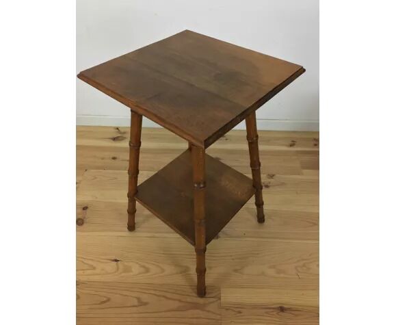 Bamboo side table, carved wood, 1960 harness
