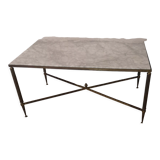 Table basse vintage laiton et marbre