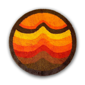 Carpet Desso, Holland. Rya rug modernist pop art vintage, in orange wool high pile 1960/1970 150cm
