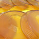 7 flat plates in amber yellow glass - Ondine Duralex France - vintage 70s