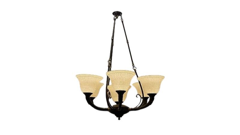 Vintage bronze Murano glass chandelier 1960s