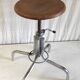 Tabouret industriel en métal et bois - années 50/60