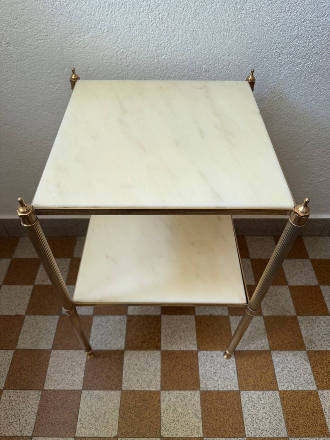 60s brass marble side table