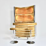 Bar set with 2 stools in the style of Willy Rizzo, 1970s