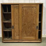 1930s English fir sideboard with sliding doors