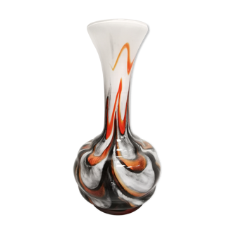 Vase vintage en verre soufflé polychrome