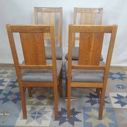Set of 2 Brutalist chairs in oak and checkered fabric, Denmark, 1960