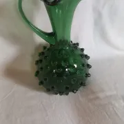 Vintage glass art vase Pichet Empoli Green with spikes – Italy, c
