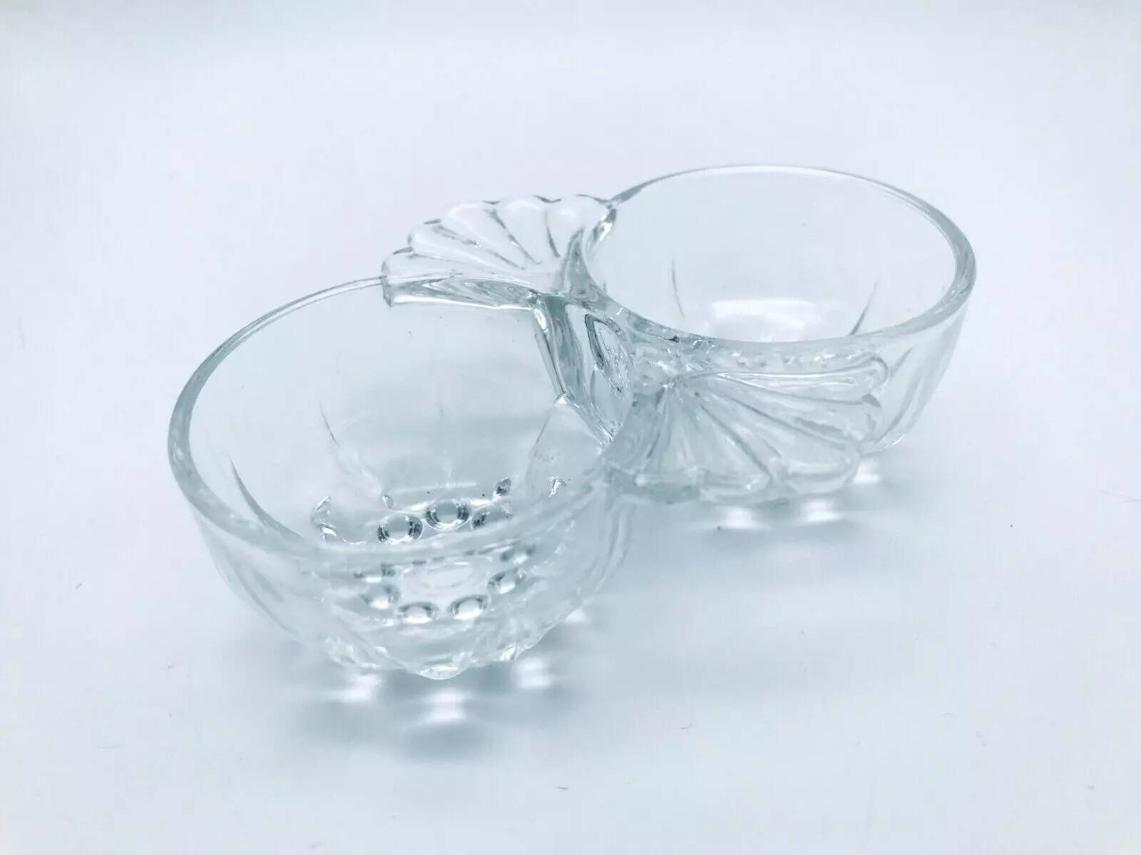 1960s Salt / Pepper Shaker Scallop Shell Molded Glass