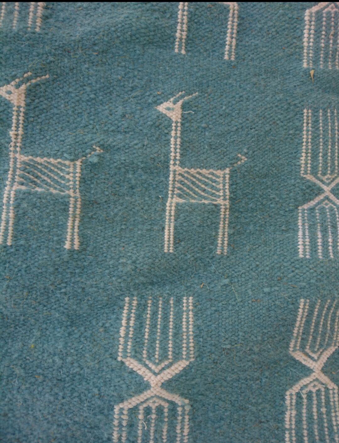 Kilim blue and white handmade carpet, 110x60cm