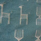 Kilim blue and white handmade carpet, 110x60cm