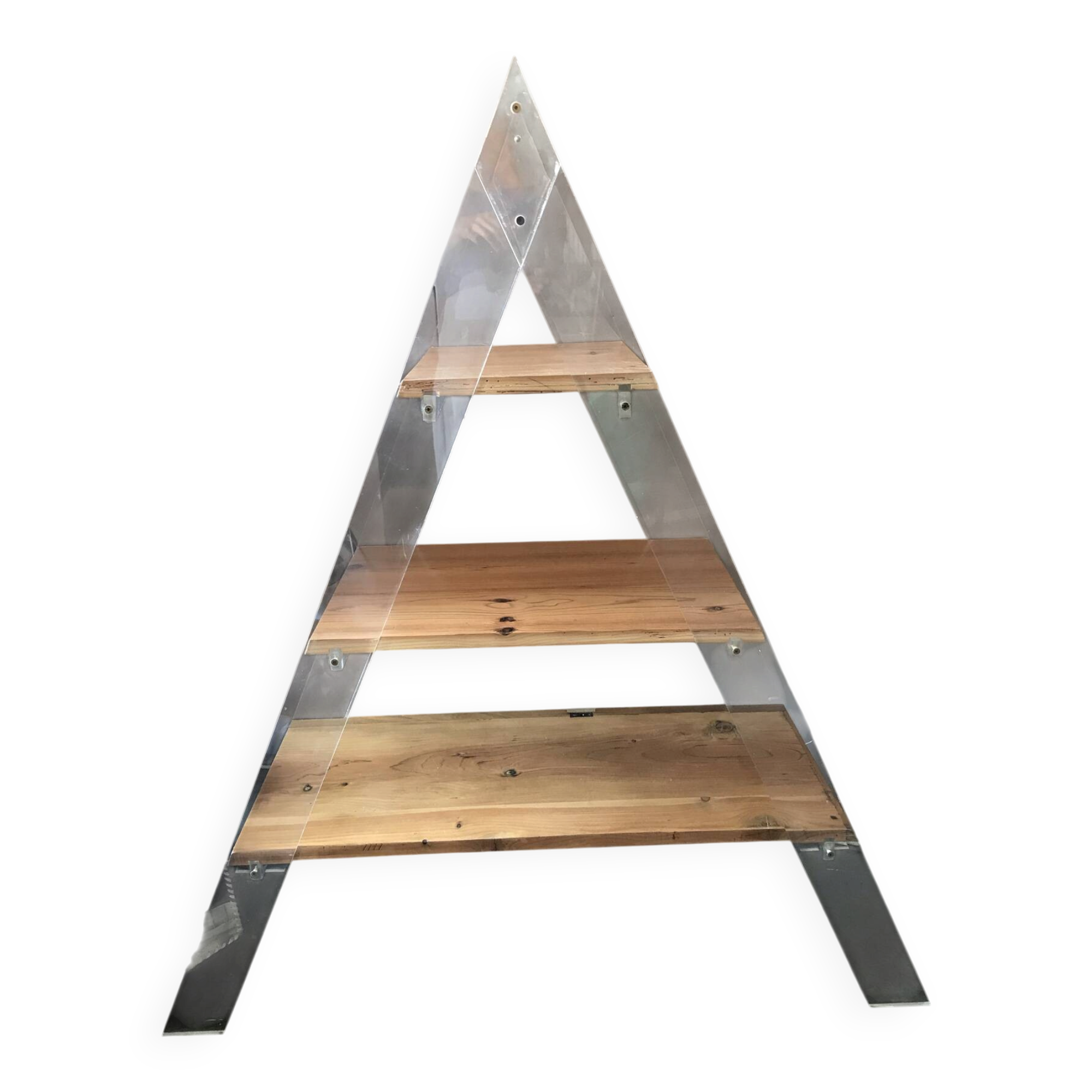 Étagère triangulaire plexiglass et bois