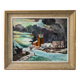 Tableau huile paysage hiver neige village signe H. Paris - Cadre