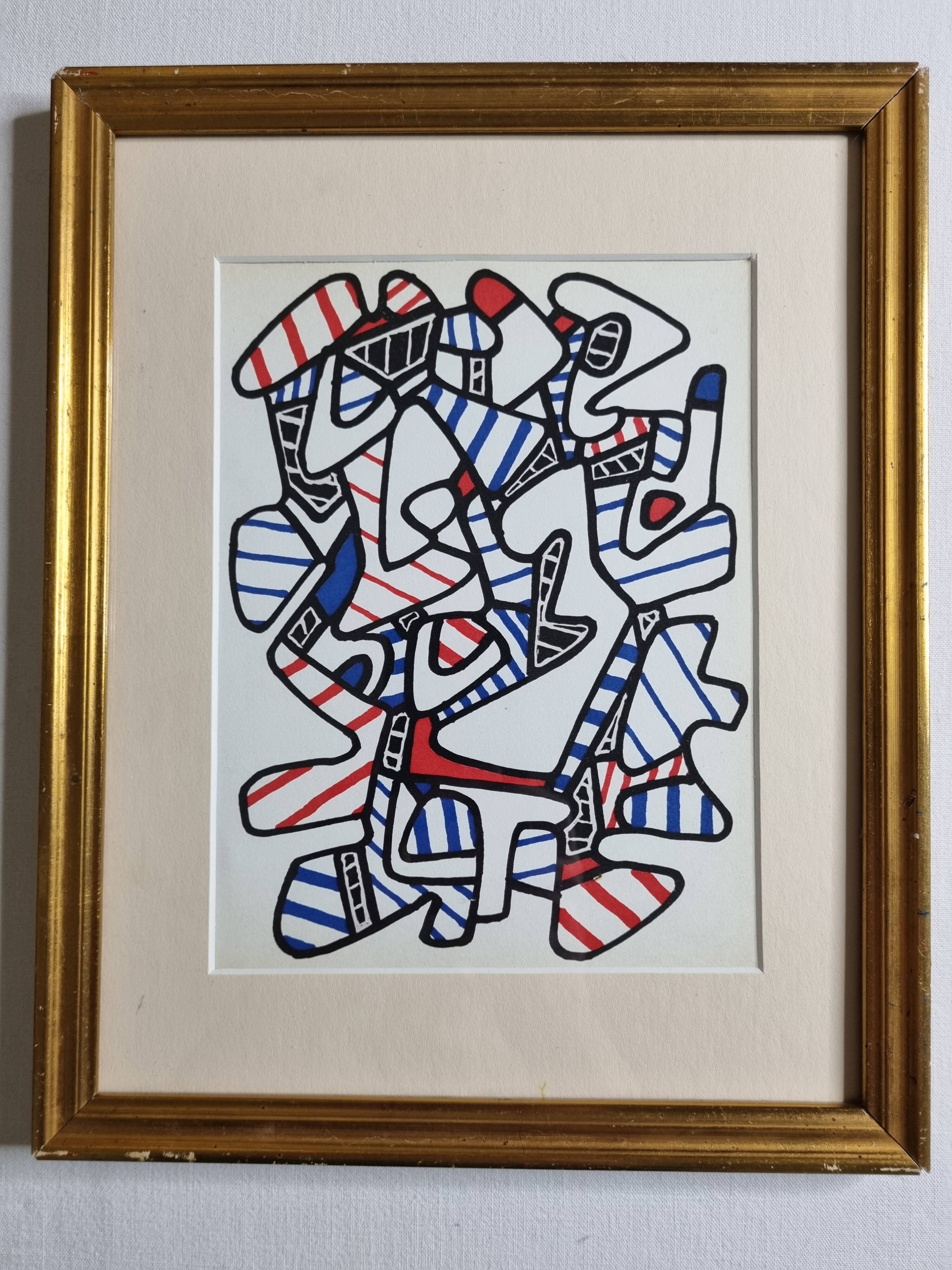 Screenprint after Jean Dubuffet framed under glass 25 cm by 31 cm