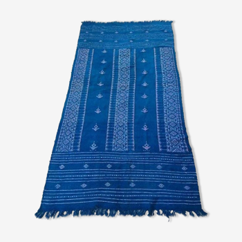 Moroccan blue Berber kilim carpet in pure handmade wool