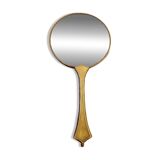 Brass hand mirror with magnifying back