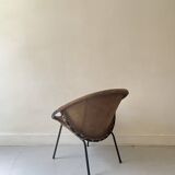 Designer armchair in brown suede circle ballon by Lusch & Co, Germany 1970s