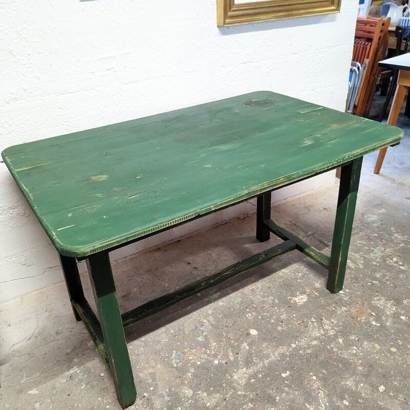 Old green farm table