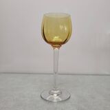 6 amber crystal wine glasses