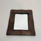 Ceramic Framed Mirror in Bronze with Red Cabochons. French Work.