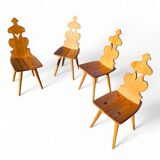 Vintage mid-century brutalist style design Tiroler chair set of 4