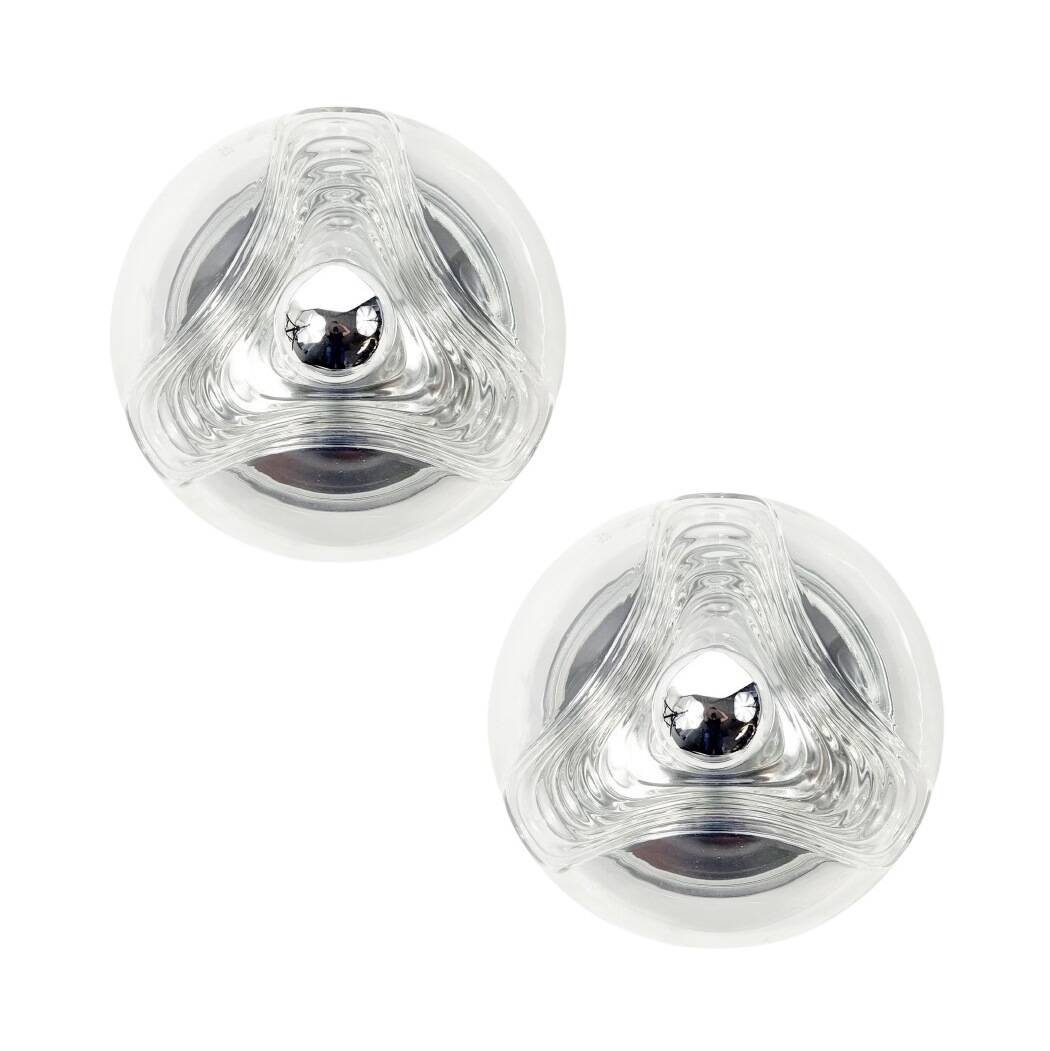 Pair of Space Age Glass 'Wave' Ceiling Lights by Koch & Lowy for P&P, 1970s