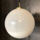 Midcentury Large Chrome and White Murano Glass Sphere by Mazzega, Italy, 1960s